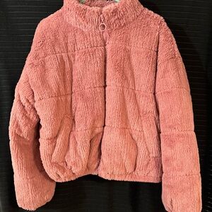 Wild Fable Feathered Corduroy Puffer Jacket – Large-Dusty Pink (Rose) -Cropped